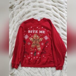 Christmas sweater size Large Bite me gingerbread man